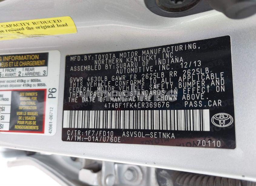 Photo 9 of 2014 Toyota Camry LE (VIN 4T4BF1FK4ER369676)