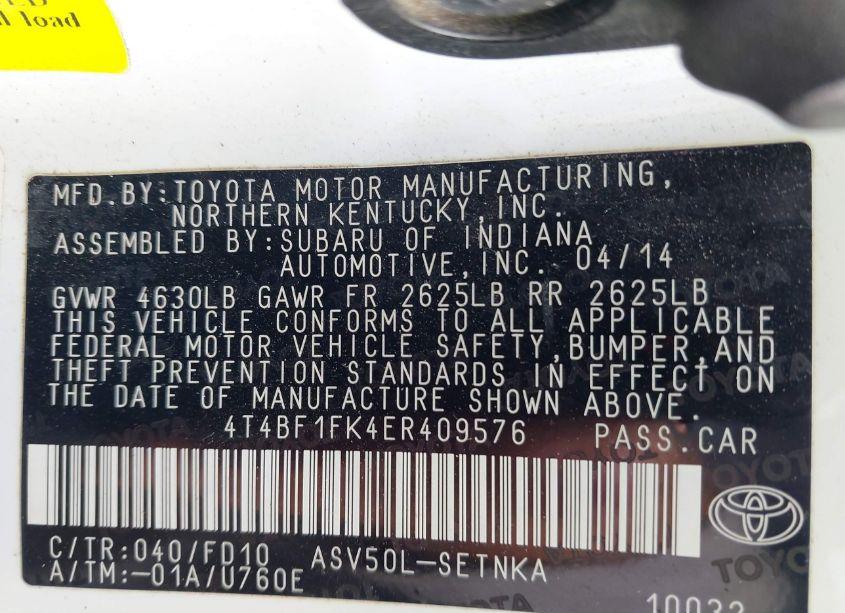 Photo 9 of 2014 Toyota Camry LE (VIN 4T4BF1FK4ER409576)