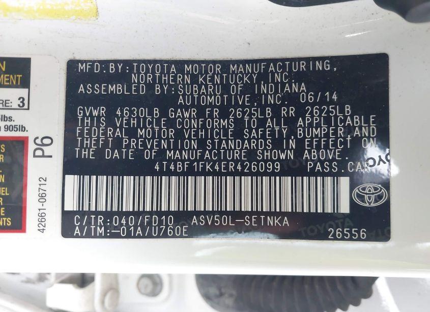 Photo 9 of 2014 Toyota Camry LE (VIN 4T4BF1FK4ER426099)