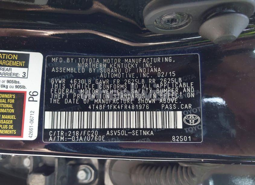 Photo 9 of 2015 Toyota Camry LE (VIN 4T4BF1FK4FR481976)