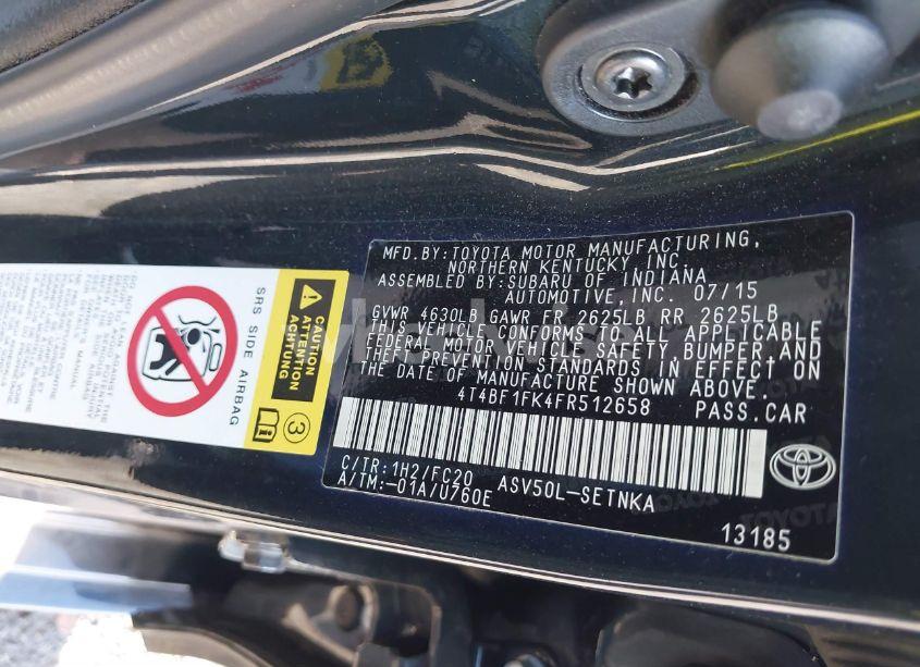 Photo 9 of 2015 Toyota Camry LE (VIN 4T4BF1FK4FR512658)