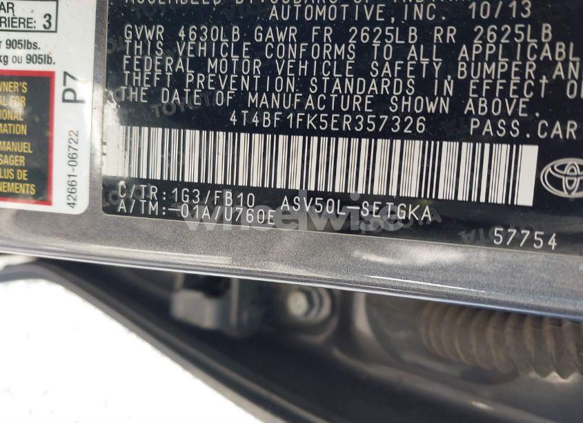 Photo 9 of 2014 Toyota Camry XLE (VIN 4T4BF1FK5ER357326)