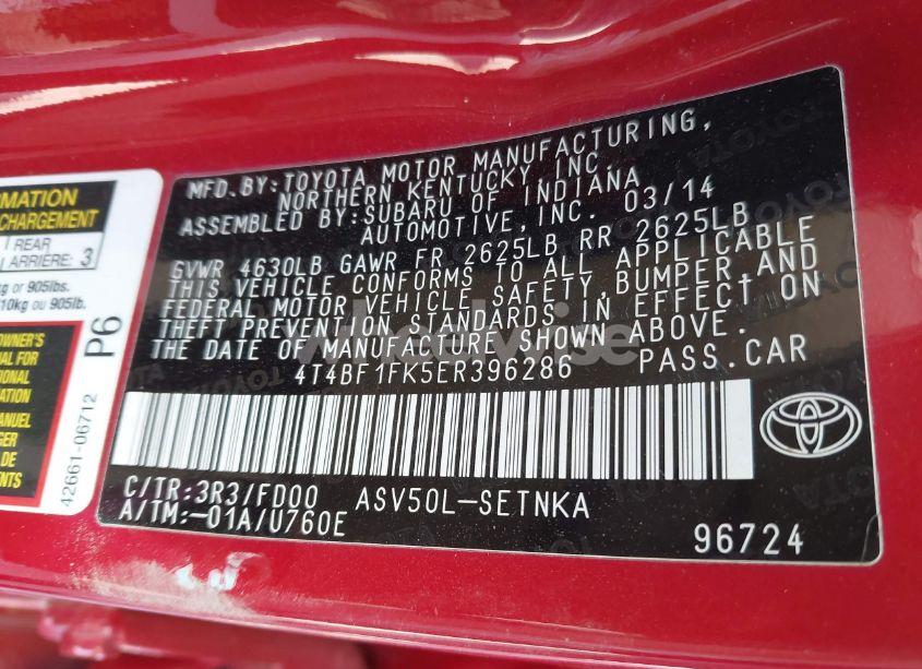 Photo 9 of 2014 Toyota Camry LE (VIN 4T4BF1FK5ER396286)