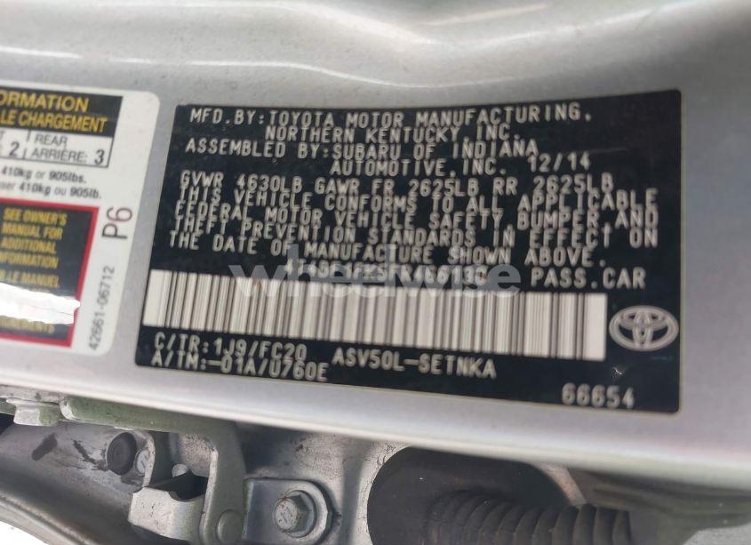 Photo 9 of 2015 Toyota Camry LE (VIN 4T4BF1FK5FR466130)