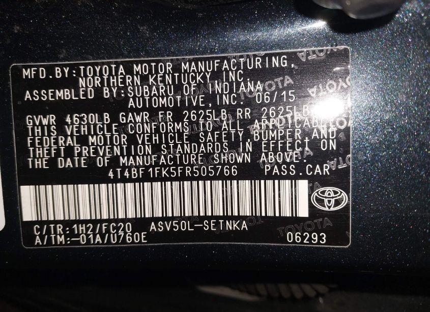 Photo 9 of 2015 Toyota Camry LE (VIN 4T4BF1FK5FR505766)