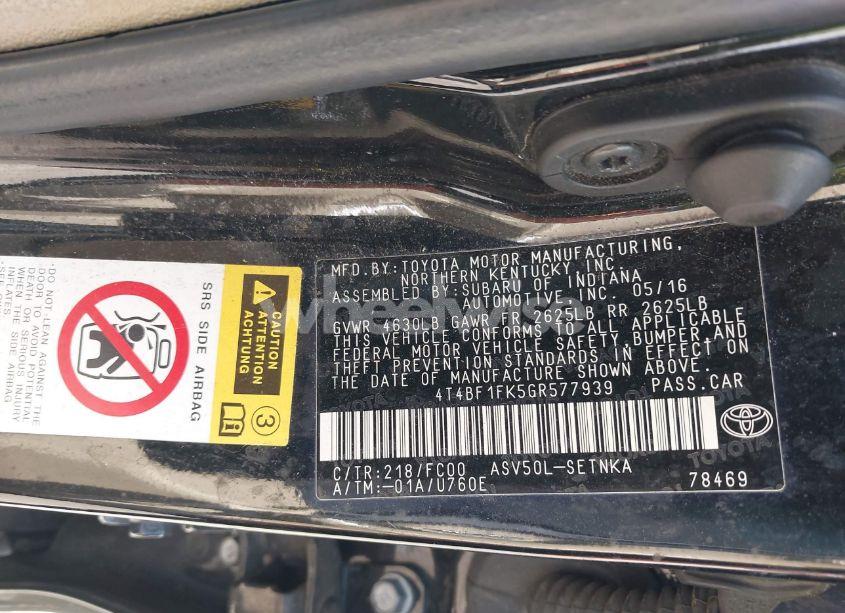 Photo 9 of 2016 Toyota Camry LE (VIN 4T4BF1FK5GR577939)