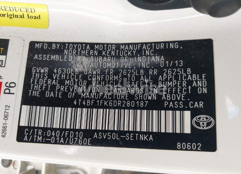 Photo 9 of 2013 Toyota Camry LE (VIN 4T4BF1FK6DR280187)