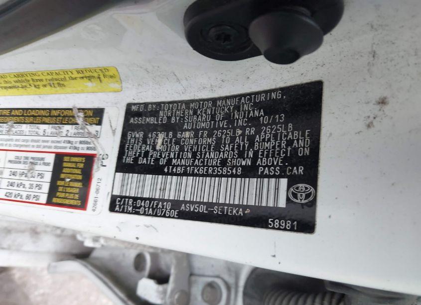 Photo 9 of 2014 Toyota Camry L (VIN 4T4BF1FK6ER358548)