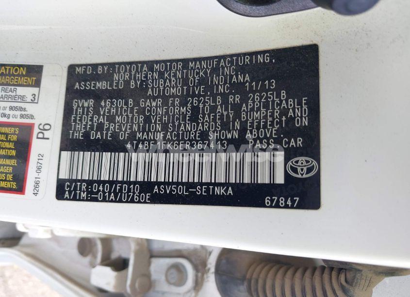 Photo 9 of 2014 Toyota Camry LE (VIN 4T4BF1FK6ER367413)