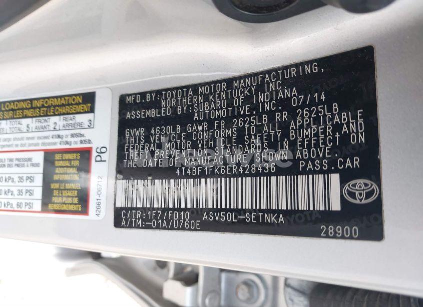 Photo 9 of 2014 Toyota Camry LE (VIN 4T4BF1FK6ER428436)