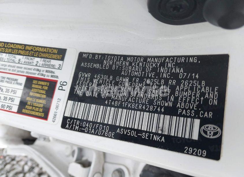 Photo 9 of 2014 Toyota Camry LE (VIN 4T4BF1FK6ER428744)