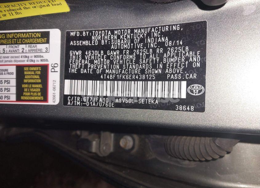 Photo 9 of 2014 Toyota Camry L (VIN 4T4BF1FK6ER438125)