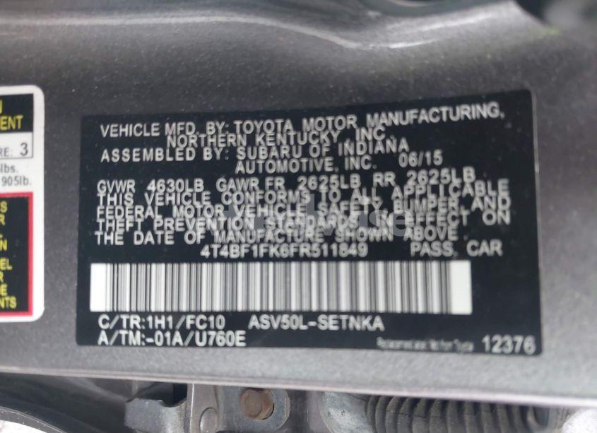 Photo 9 of 2015 Toyota Camry LE (VIN 4T4BF1FK6FR511849)