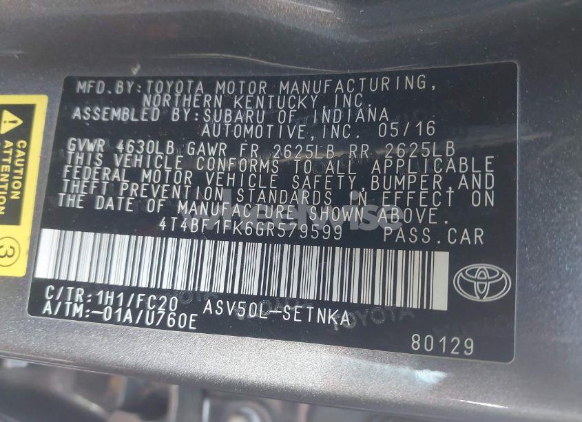 Photo 9 of 2016 Toyota Camry LE (VIN 4T4BF1FK6GR579599)