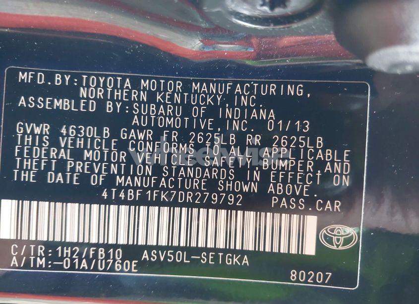 Photo 9 of 2013 Toyota Camry XLE (VIN 4T4BF1FK7DR279792)