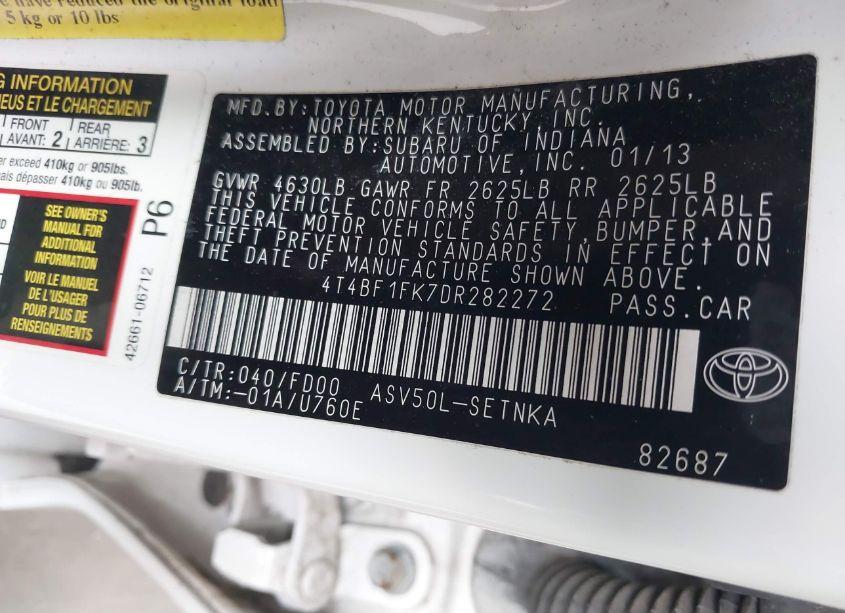 Photo 9 of 2013 Toyota Camry LE (VIN 4T4BF1FK7DR282272)