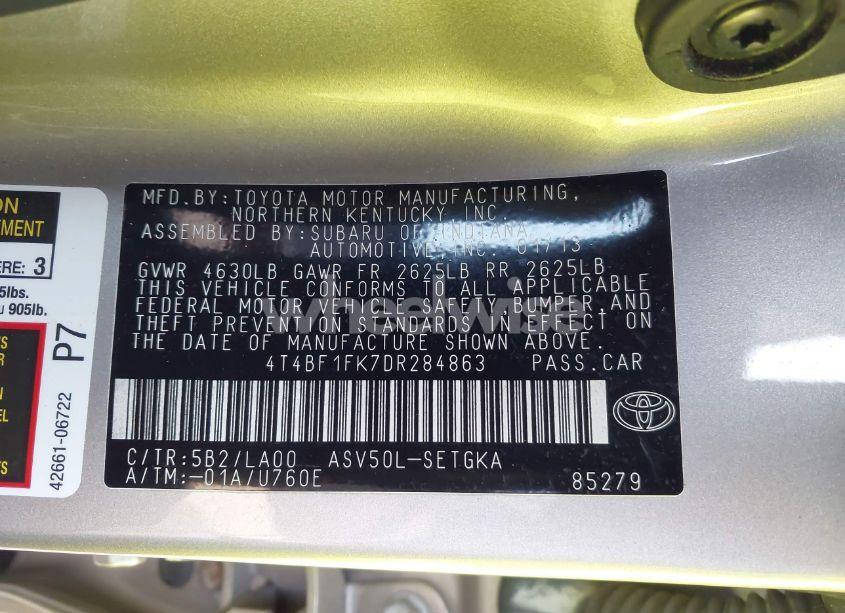 Photo 9 of 2013 Toyota Camry XLE (VIN 4T4BF1FK7DR284863)