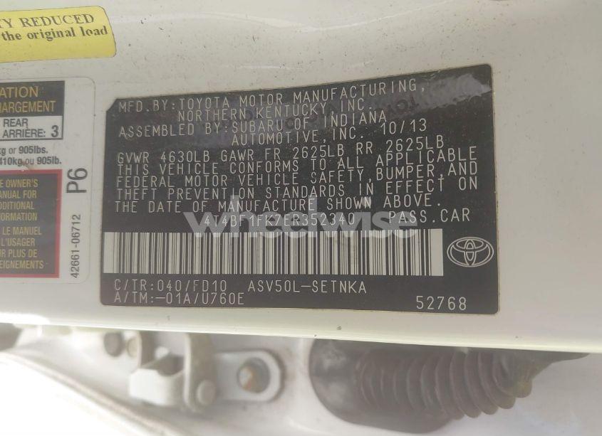 Photo 9 of 2014 Toyota Camry LE (VIN 4T4BF1FK7ER352340)