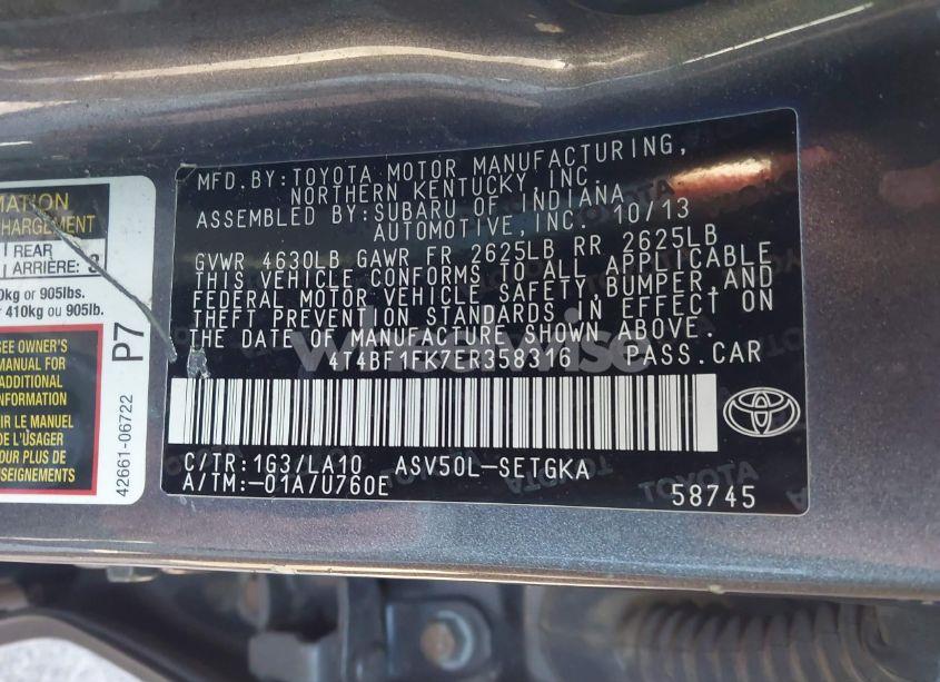 Photo 9 of 2014 Toyota Camry XLE (VIN 4T4BF1FK7ER358316)