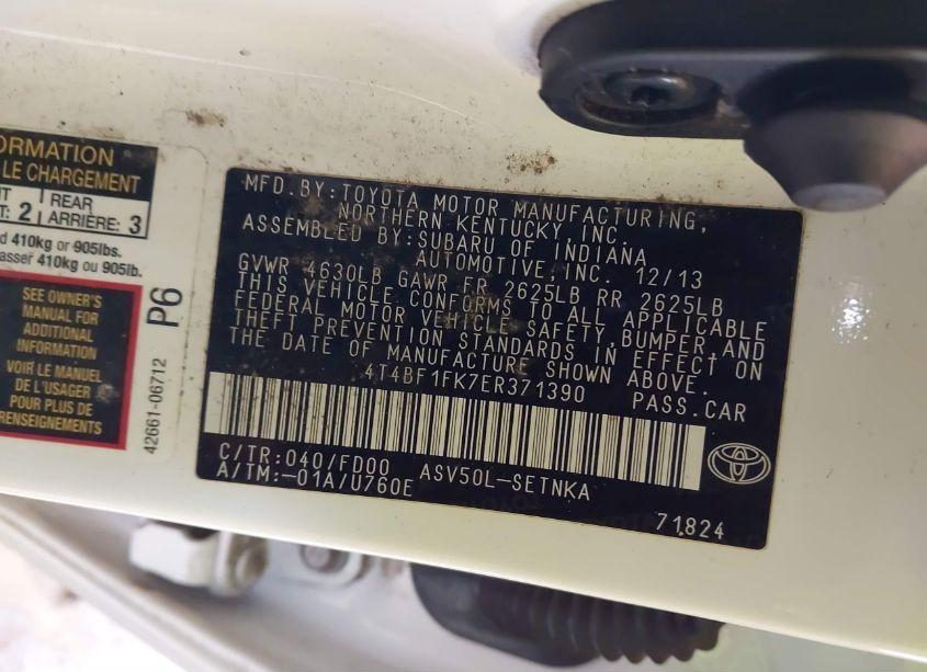 Photo 9 of 2014 Toyota Camry LE (VIN 4T4BF1FK7ER371390)