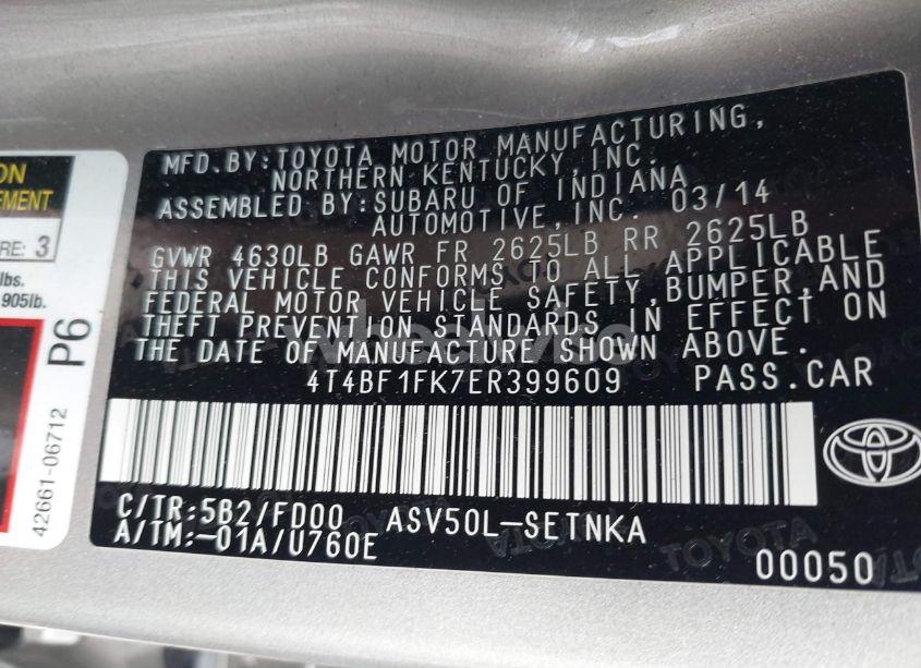 Photo 9 of 2014 Toyota Camry LE (VIN 4T4BF1FK7ER399609)