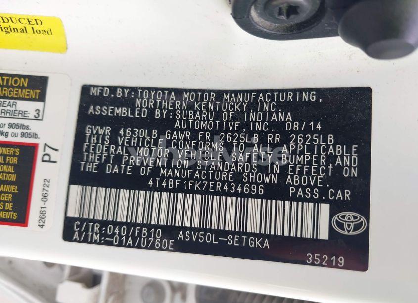 Photo 9 of 2014 Toyota Camry XLE (VIN 4T4BF1FK7ER434696)