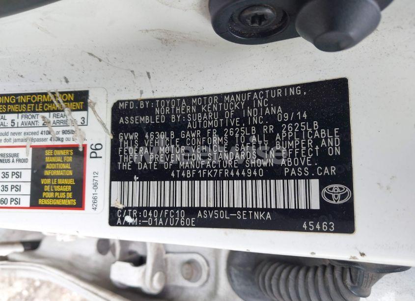 Photo 9 of 2015 Toyota Camry LE (VIN 4T4BF1FK7FR444940)