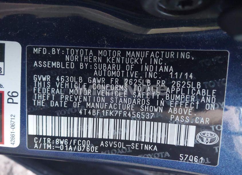 Photo 9 of 2015 Toyota Camry LE (VIN 4T4BF1FK7FR456537)