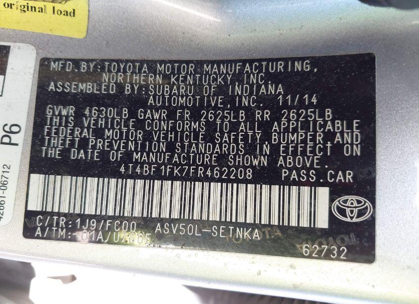 Photo 9 of 2015 Toyota Camry LE (VIN 4T4BF1FK7FR462208)