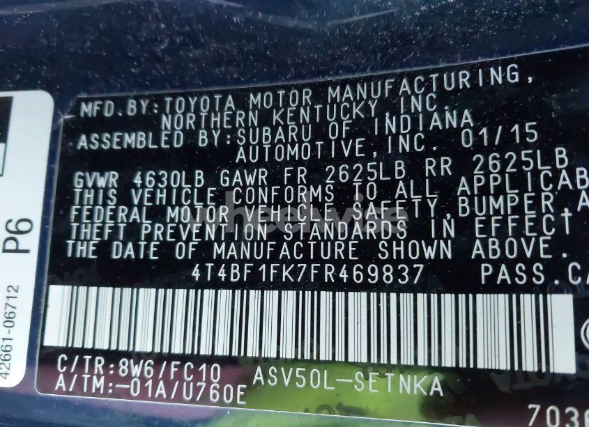 Photo 9 of 2015 Toyota Camry LE (VIN 4T4BF1FK7FR469837)