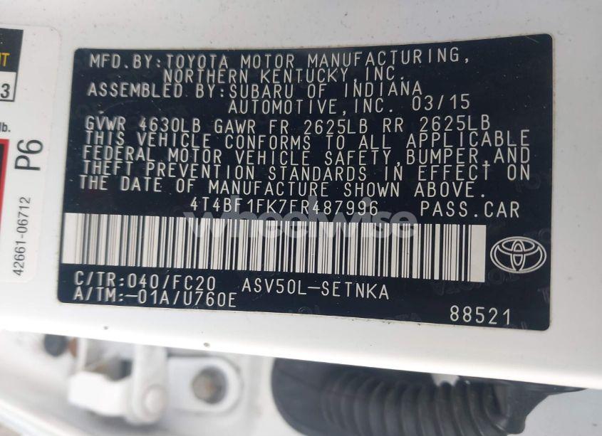 Photo 9 of 2015 Toyota Camry LE (VIN 4T4BF1FK7FR487996)