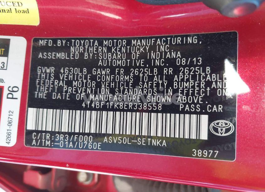 Photo 9 of 2014 Toyota Camry LE (VIN 4T4BF1FK8ER338558)