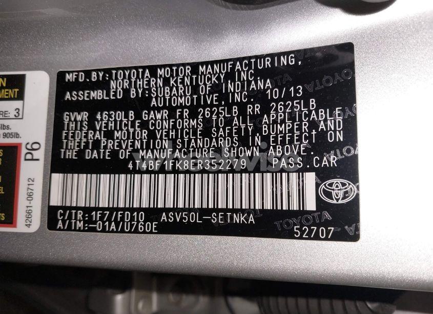 Photo 9 of 2014 Toyota Camry LE (VIN 4T4BF1FK8ER352279)