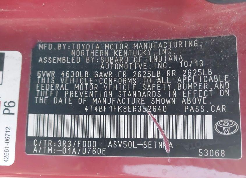 Photo 9 of 2014 Toyota Camry LE (VIN 4T4BF1FK8ER352640)