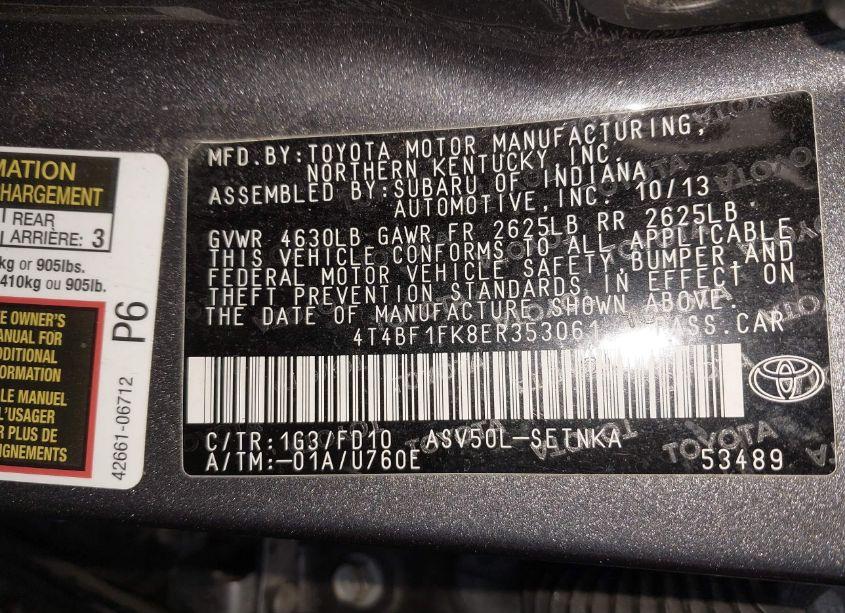 Photo 9 of 2014 Toyota Camry LE (VIN 4T4BF1FK8ER353061)