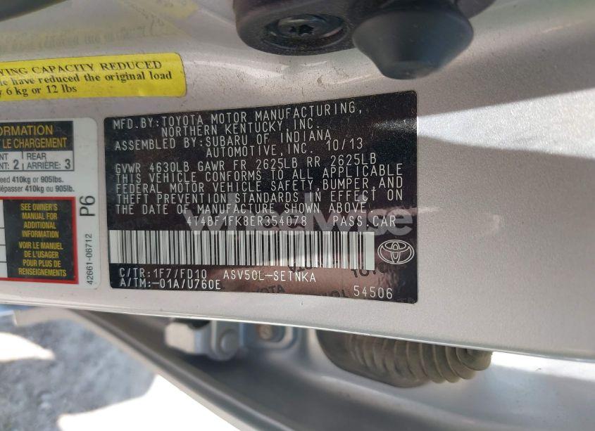 Photo 9 of 2014 Toyota Camry LE (VIN 4T4BF1FK8ER354078)