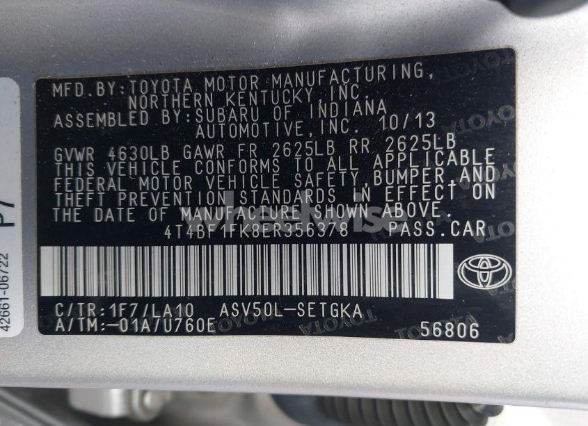 Photo 9 of 2014 Toyota Camry XLE (VIN 4T4BF1FK8ER356378)
