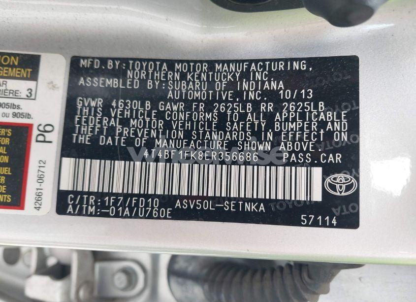 Photo 9 of 2014 Toyota Camry LE (VIN 4T4BF1FK8ER356686)