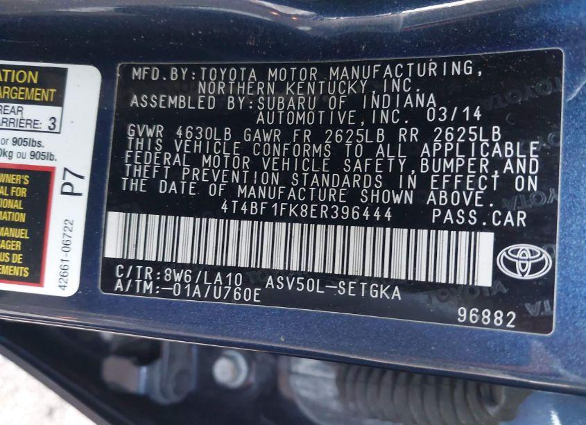 Photo 9 of 2014 Toyota Camry XLE (VIN 4T4BF1FK8ER396444)