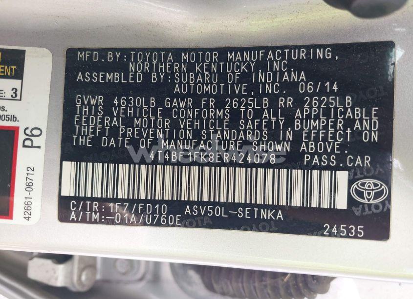 Photo 9 of 2014 Toyota Camry LE (VIN 4T4BF1FK8ER424078)