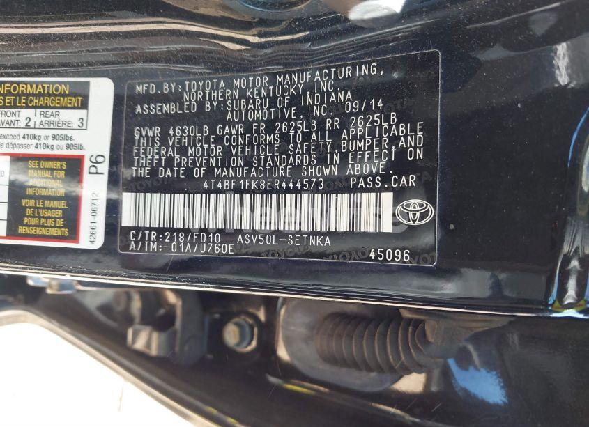 Photo 9 of 2014 Toyota Camry LE (VIN 4T4BF1FK8ER444573)