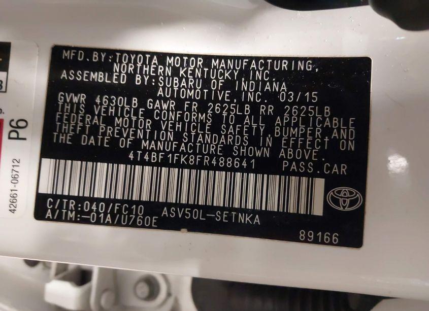 Photo 9 of 2015 Toyota Camry LE (VIN 4T4BF1FK8FR488641)