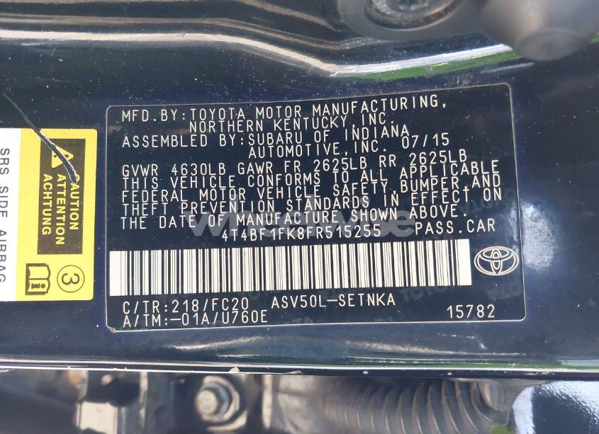 Photo 9 of 2015 Toyota Camry LE (VIN 4T4BF1FK8FR515255)