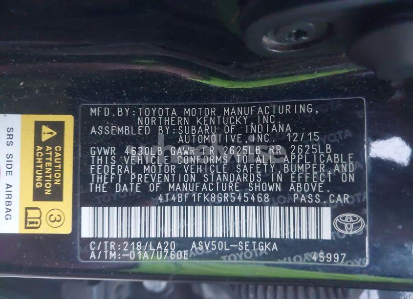 Photo 9 of 2016 Toyota Camry XLE (VIN 4T4BF1FK8GR545468)