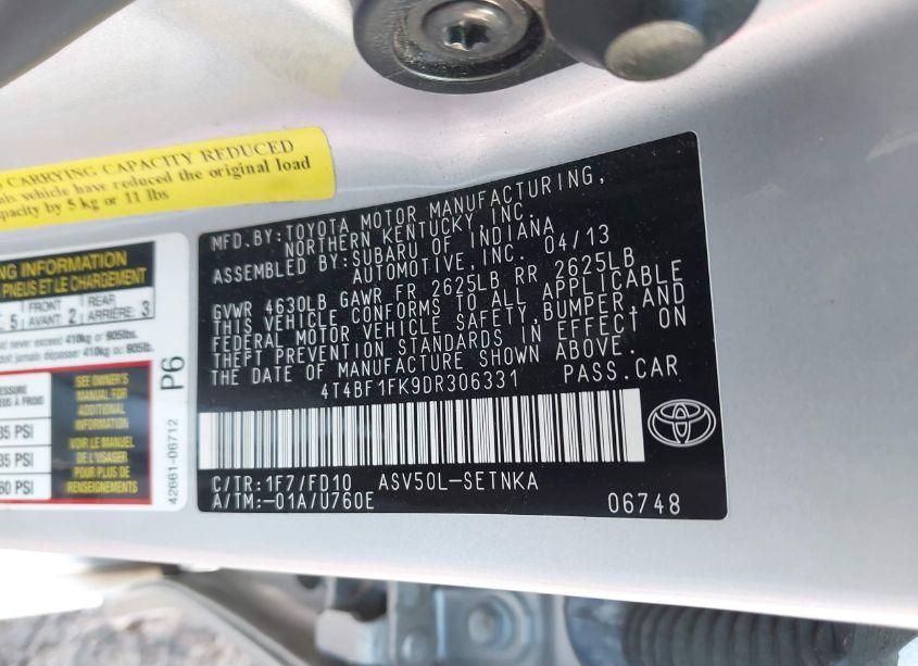 Photo 9 of 2013 Toyota Camry LE (VIN 4T4BF1FK9DR306331)
