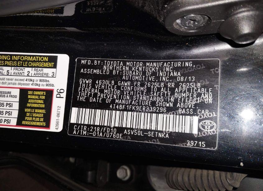 Photo 9 of 2014 Toyota Camry LE (VIN 4T4BF1FK9ER339296)