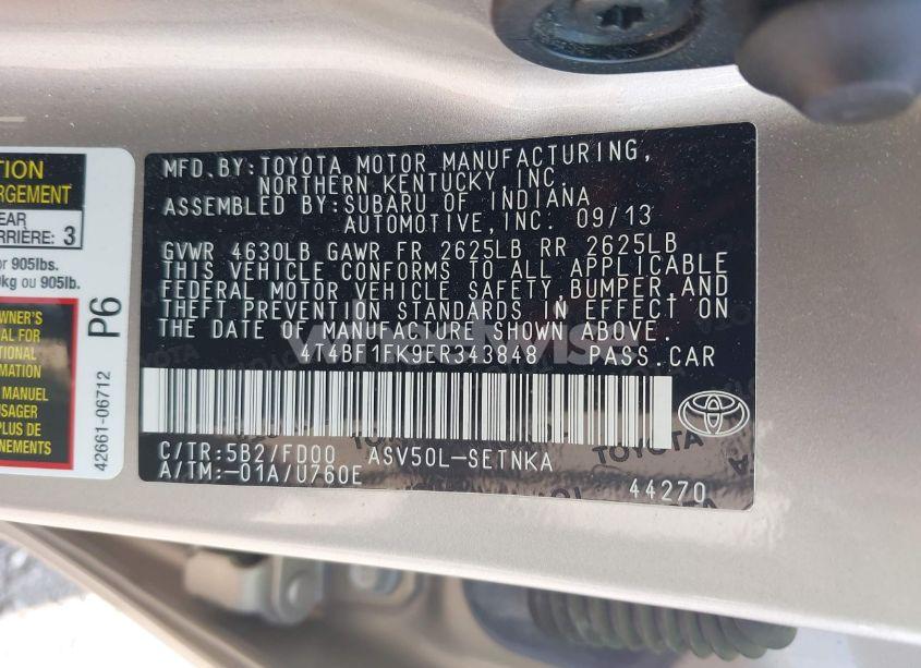 Photo 9 of 2014 Toyota Camry LE (VIN 4T4BF1FK9ER343848)