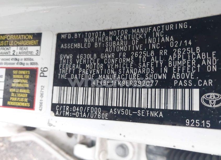 Photo 9 of 2014 Toyota Camry LE (VIN 4T4BF1FK9ER392077)