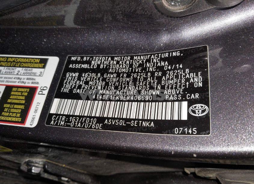 Photo 9 of 2014 Toyota Camry LE (VIN 4T4BF1FK9ER406690)