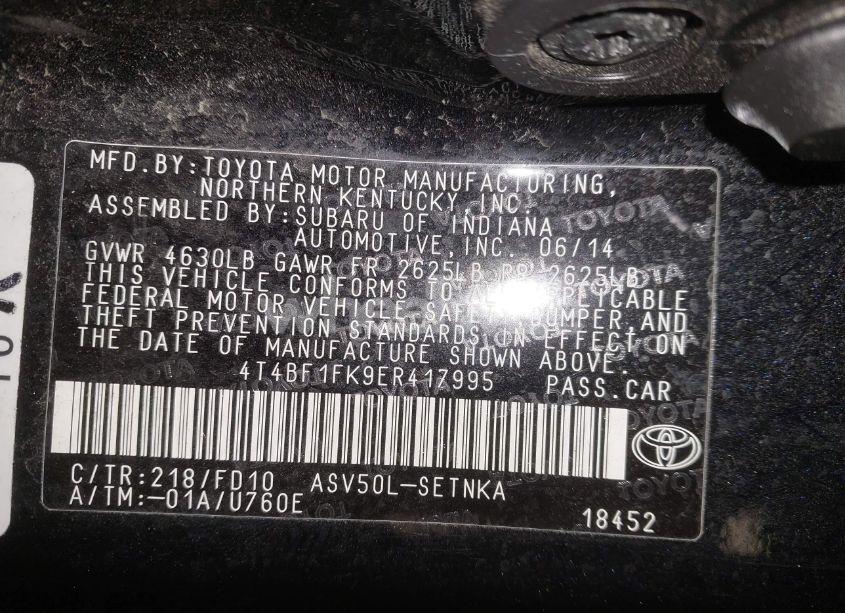 Photo 9 of 2014 Toyota Camry LE (VIN 4T4BF1FK9ER417995)